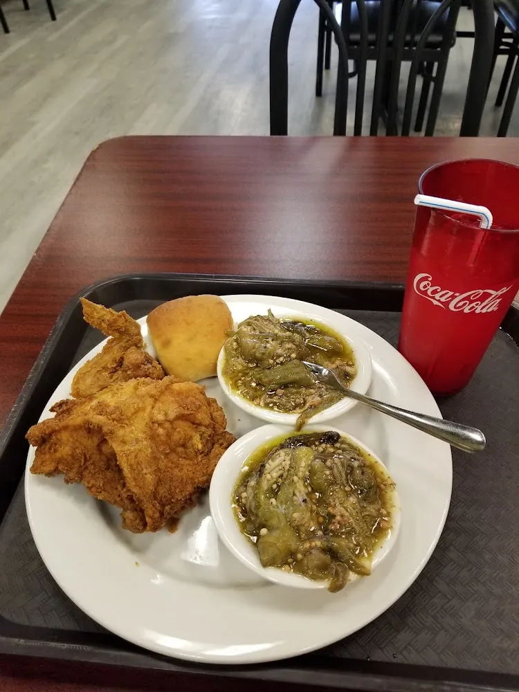 Fried Chicken Boiled Okra and Fresh Lemonade